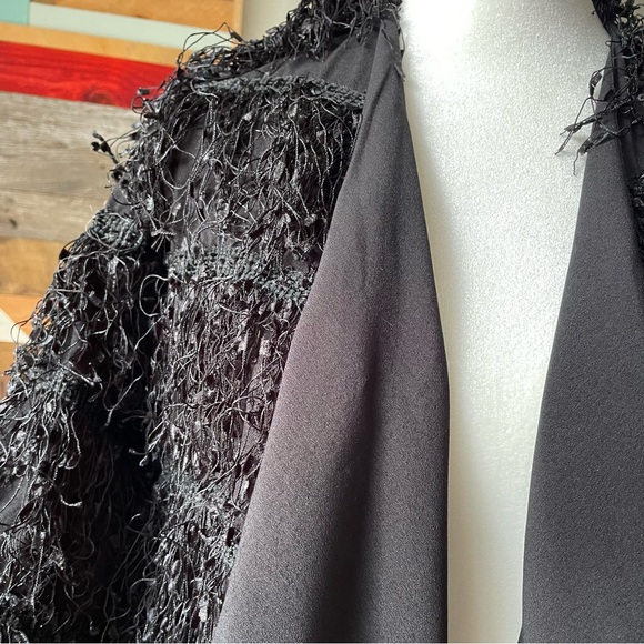 Anthro Chloe Oliver Black Shaggy Fringe Jacket - Picture 2 of 7